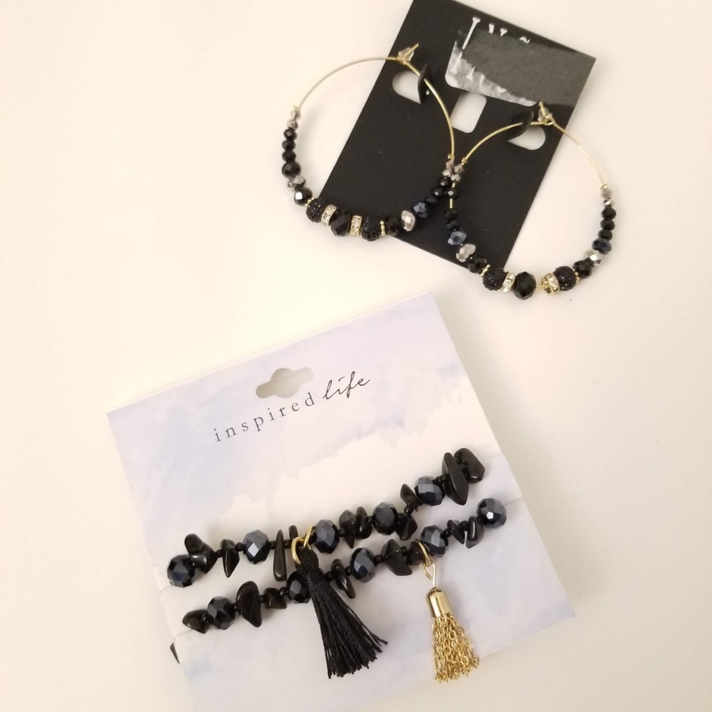 2-Piece JEWELRY BUNDLE, Black/Goldtone